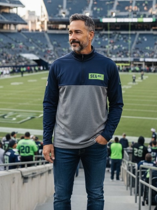 NFL Other - NFL Men’s Navy, Gray & Neon Green Quarter-Zip Pullover